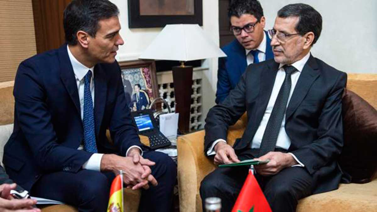 Pedro Sánchez, este lunes, junto al presidente de Marruecos, Saadedín Al Othmani  | ABC