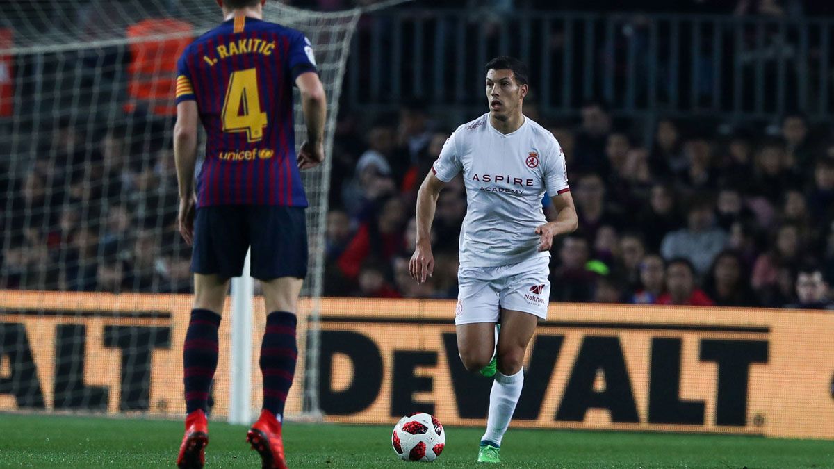 Unai Albizua, durante el encuentro frente al Barcelona. | LOF