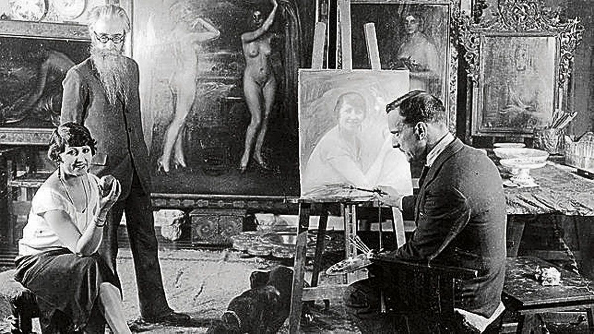 Valle en el estudio del pintor Julio Romero de Torres en la película 'La malcasada'.