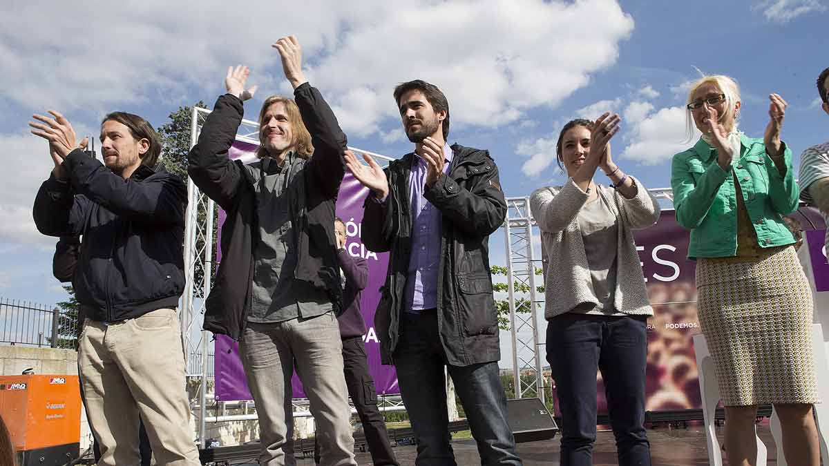 Pablo Iglesias y Pablo Fernández, en un acto de Podemos en Zamora. | ICAL