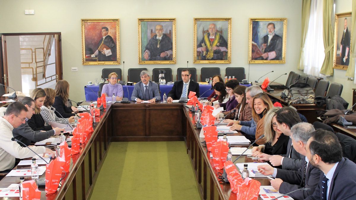La reunión de la Coebau en la sala de juntas del Rectorado de la ULE. | L.N.C.
