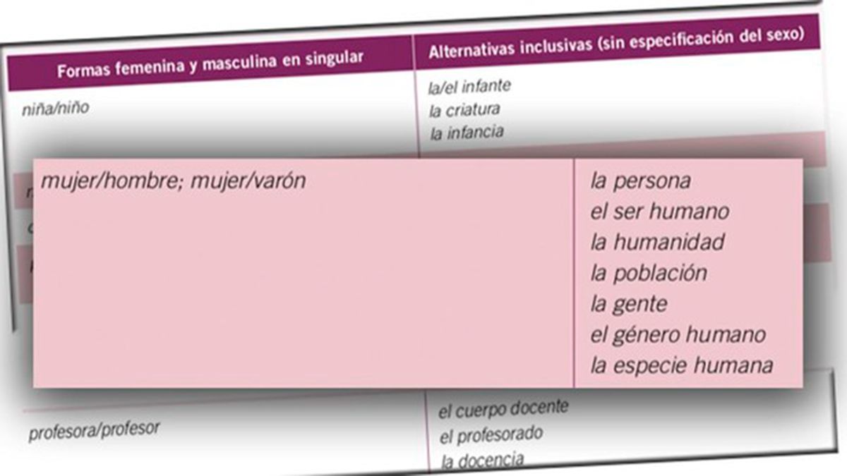 Algunas de las recomendaciones lingüísticas "no sexistas" incluidas en el manual del Gobierno aragonés. | L.N.C.