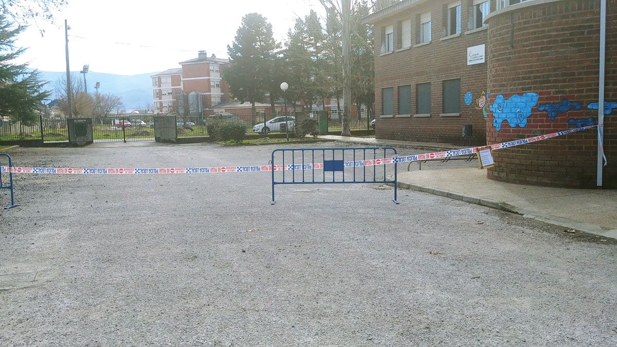 Vallas para evitar el acceso a la zona en la que se encuentra el árbol dañado.