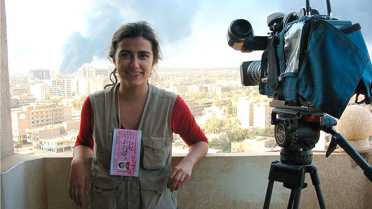 Olga Rodríguez en el hotel Palestina de Bagdad en 2003.