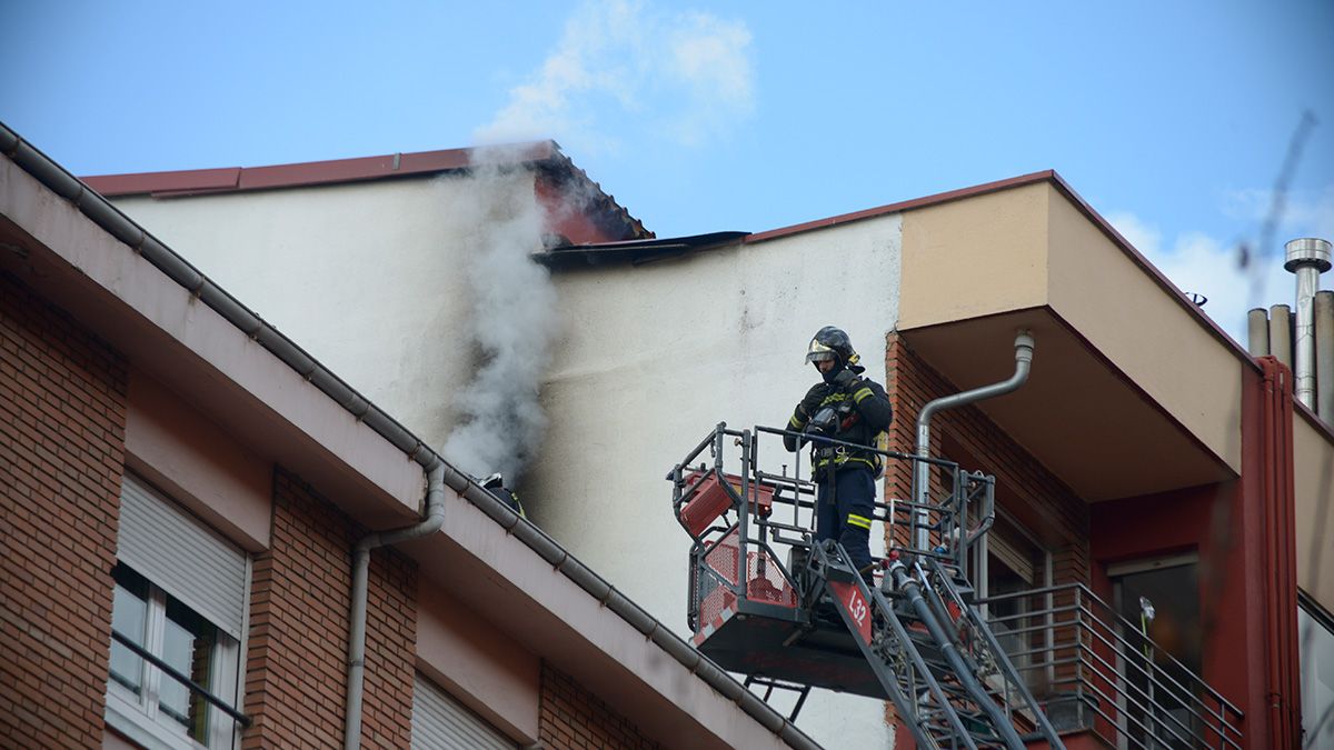 Los Bomberos trabajando en Pendón de Baeza este martes por la mañana. | MAURICIO PEÑA