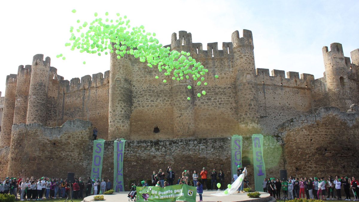 El color verde tiñó el popular castillo coyantino en un acto al que se acercaron más de 600 vecinos de Valencia de Don Juan.  | T. GIGANTO