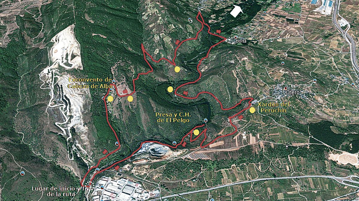 Ubicación de la ruta de senderismo ‘Un paseo por el Convento de Cabeza de Alba’, en Google Earth.