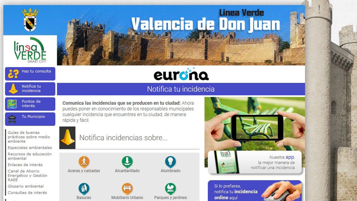 Aspecto de la nueva web para incidencias en el Ayuntamiento coyantino.