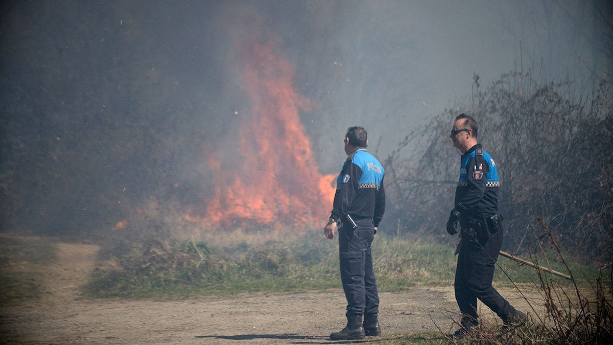Imagen del incendio declarado este martes en Villabalter. | MAURICIO PEÑA