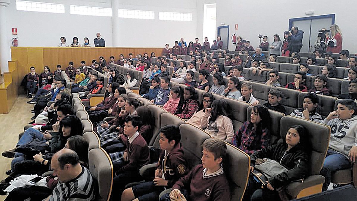 Imagen de los alumnos que ayer presenciaron la sesión plenaria del Ayuntamiento de San Andrés del Rabenedo. | L.N.C.