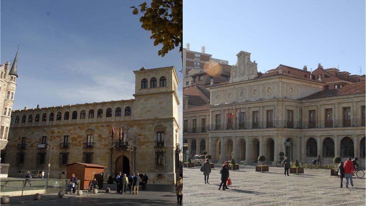 Imágenes exteriores de las sedes de la Diputación y del Ayuntamiento de León. | MAURICIO PEÑA