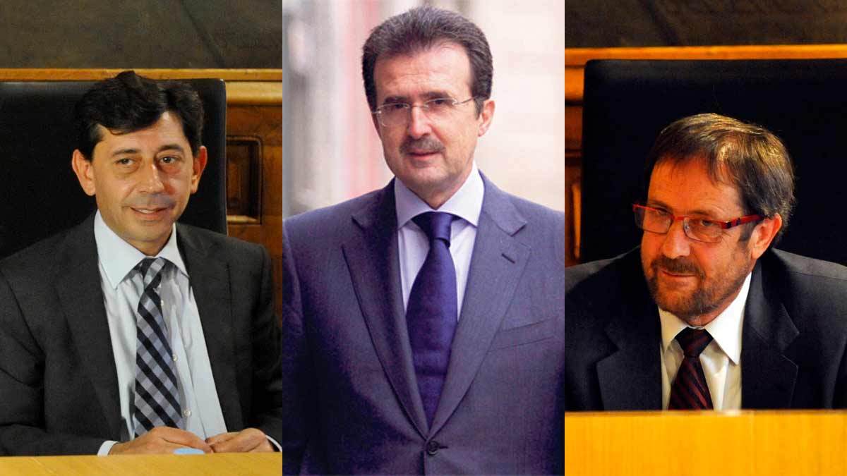 Jaime González (portavoz del PP y vinculado con Excarbi), José Luis Ulibarri (vinculado con Arcor) y Lupicinio Rodrigo (presidente de la mesa de contratación).