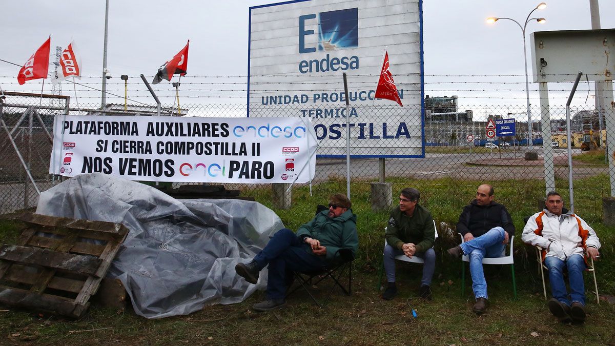 Imagen de las protestas llevadas a cabo por los trabajadores de las subcontratas en Compostilla. | C.S. (ICAL)