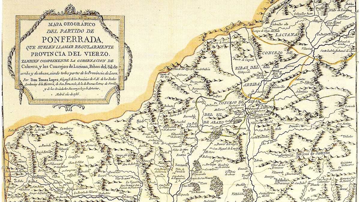 Pequeña parte del mapa histórico del Bierzo. Pequeña parte del mapa histórico del Bierzo.
