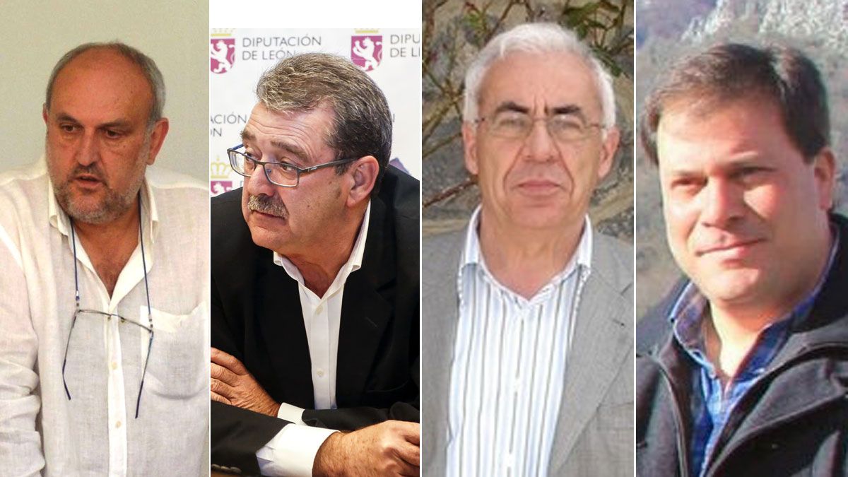 De izquierda a derecha, Ángel Alonso (UPL, Crémenes), Francisco García (PP, Sabero), Antonio Mendoza (PP, Oseja) y Tomás de la Sierra (UPL, Boca de Huérgano).