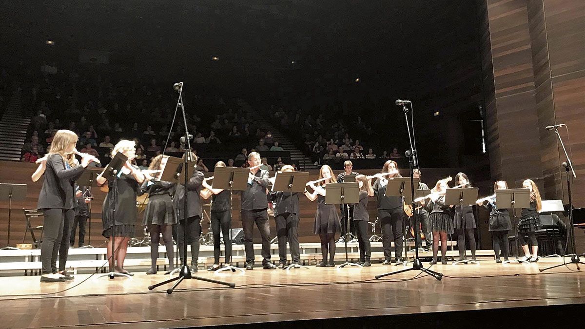 Una gala anterior de los alumnos de la Escuela de Música de Valverde de la Virgen en el Auditorio.