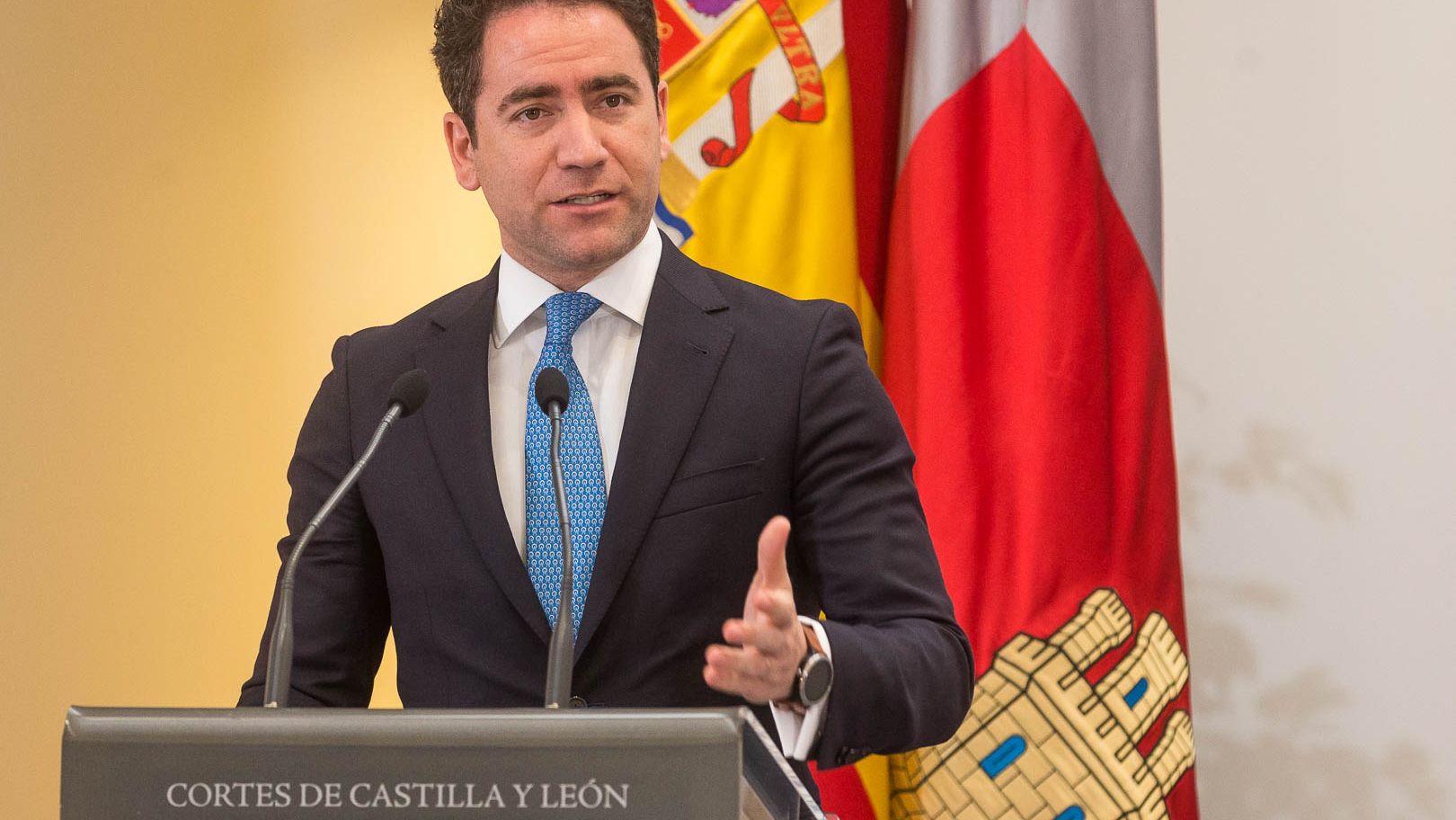 García Egea este martes por la mañana en las Cortes de Castilla y León. | ICAL