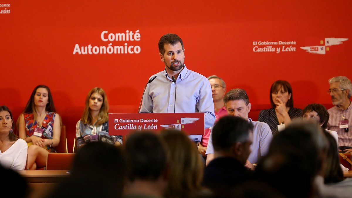 El secretario general del PSOECyL, Luis Tudanca, durante su intervención en el Comité Autonómico extraordinario. | ICAL