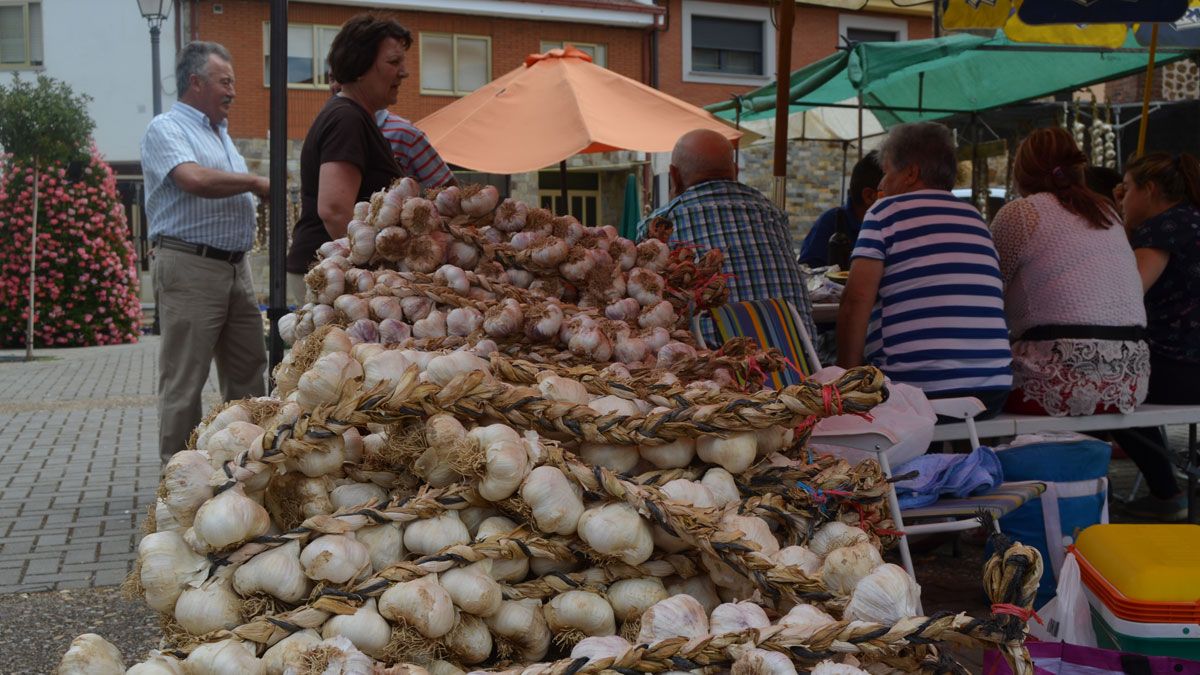 Los ajos se concentran en la Plaza del Paderón de la localidad de Santa Marina. | P.F.