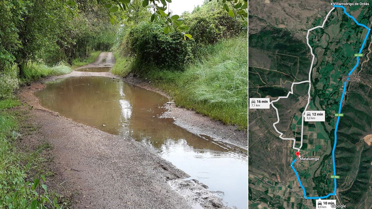 El deterioro del camino es visible con numerosos baches, remansos de agua y tramos llenos de vegetación. | L.N.C. Y GOOGLE MAPS El deterioro del camino es visible con numerosos baches, remansos de agua y tramos llenos de vegetación. | L.N.C. Y GOOGLE MAPS