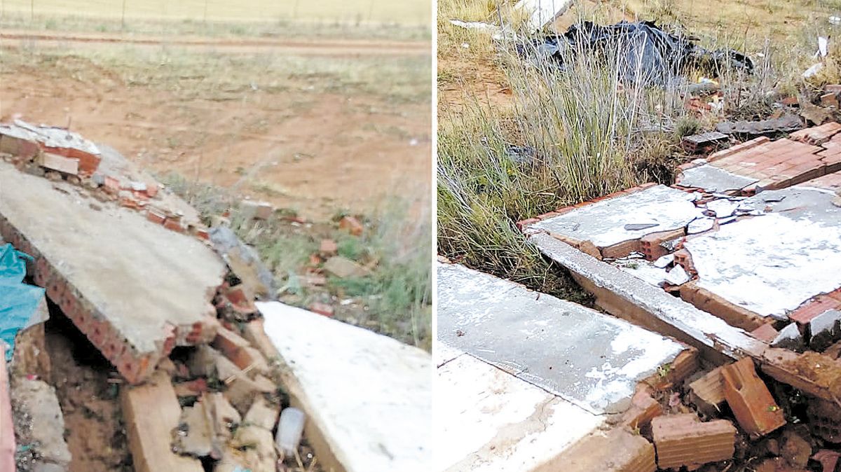 Entre los destrozos de la tormenta está la caída de un muro del cementerio.