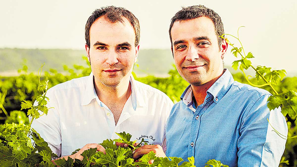 Los emprendedores leoneses Alberto Acedo (I) y Sergio Ferrero en un viñedo. | L.N.C.