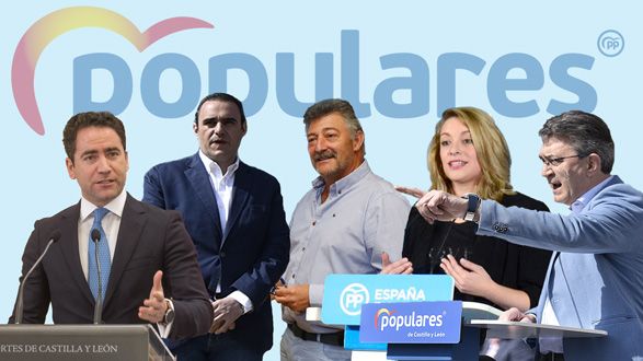 De izquierda a derecha, Teodoro García Egea, José Miguel González, Ángel Calvo, Esther Muñoz y Juan Martínez Majo. | SAÚL ARÉN / ICAL