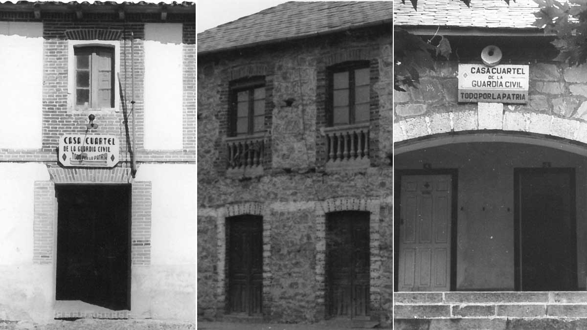 Detalles de los viejos cuartes de Gusendos (izquierda), Carucedo (centro) y del de la térmica de Compostilla. | Guardia Civil de León