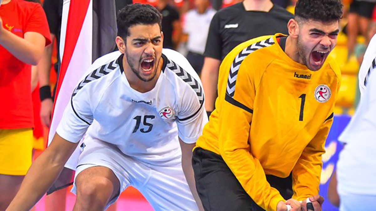 Ahmed celebra un gol con Egipto en el Mundial sub'19. | IHF