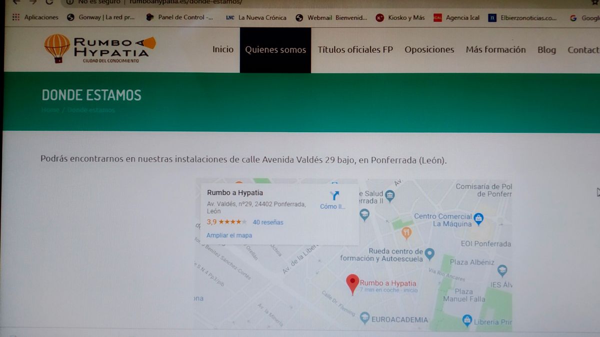 La web sigue adelante como si nada hubiera pasado, incluso con la ubicación donde hay otra academia ahora.