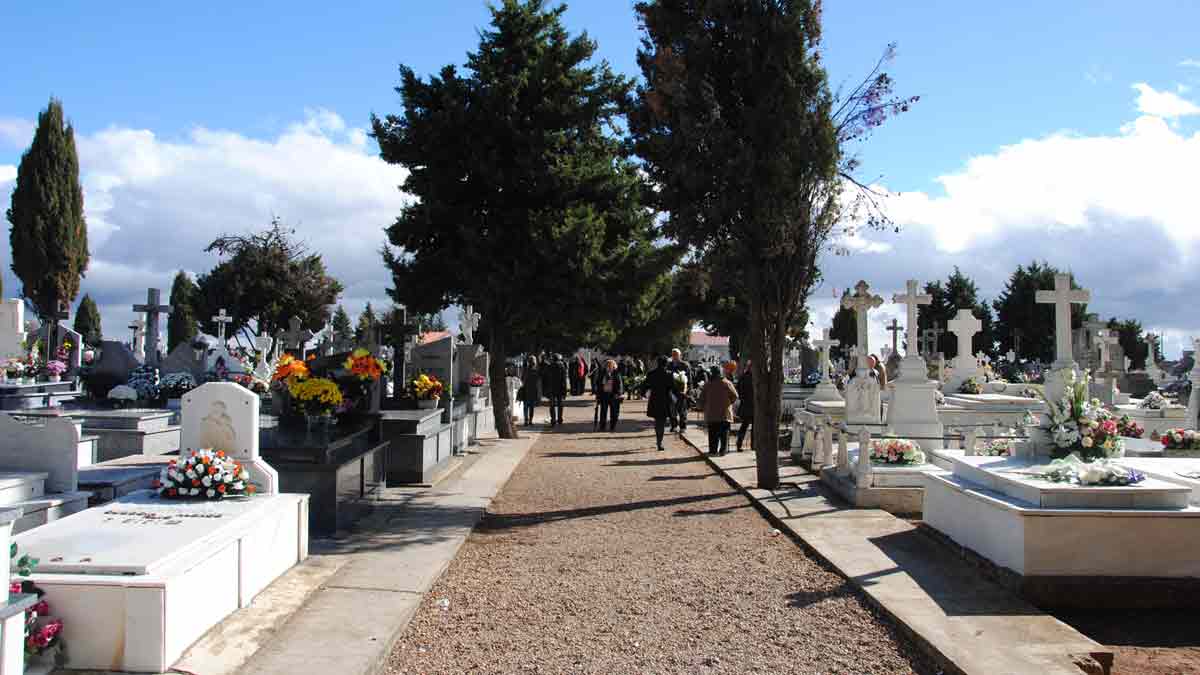 Fotografía de archivo del interior del cementerio municipal de La Bañeza, último objetivo de los ladrones. | ABAJO