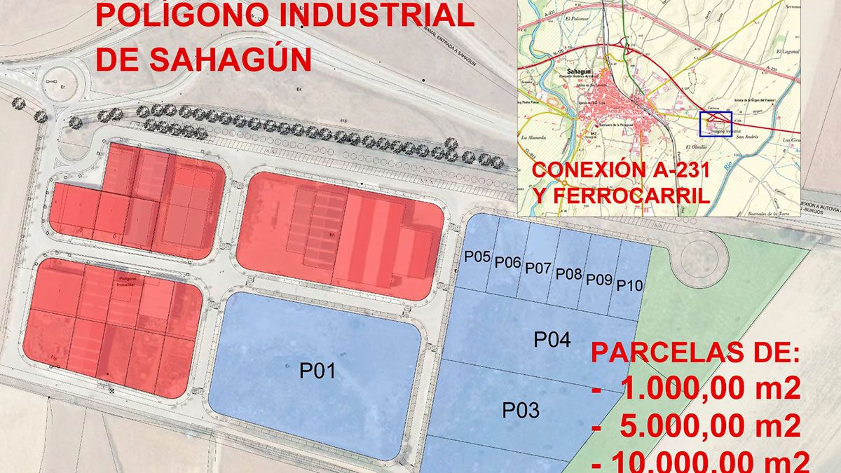 Plano del Polígono de Sahagún donde cuentan con parcelas disponibles.