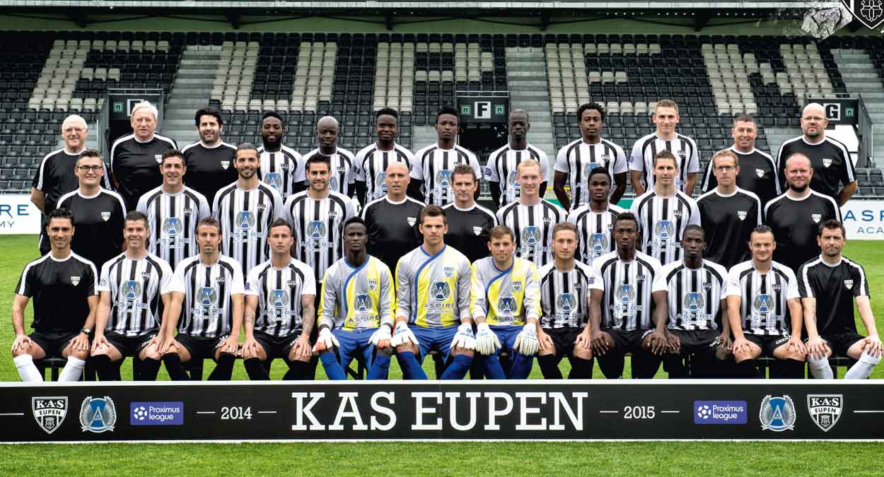 Plantilla del K.A.S. Eupen la última temporada, con doce africanos, seis catarís, cuatro españoles, tres belgas y un francés. ::K.A.S. EUPEN