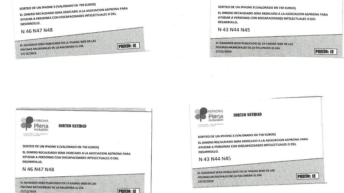 Fotocopia de las papeletas que se están vendiendo para el falso sorteo. Fotocopia de las papeletas que se están vendiendo para el falso sorteo.