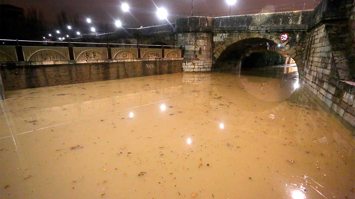 El agua anego el vial bajo el puente Martín Granizo. | ICAL