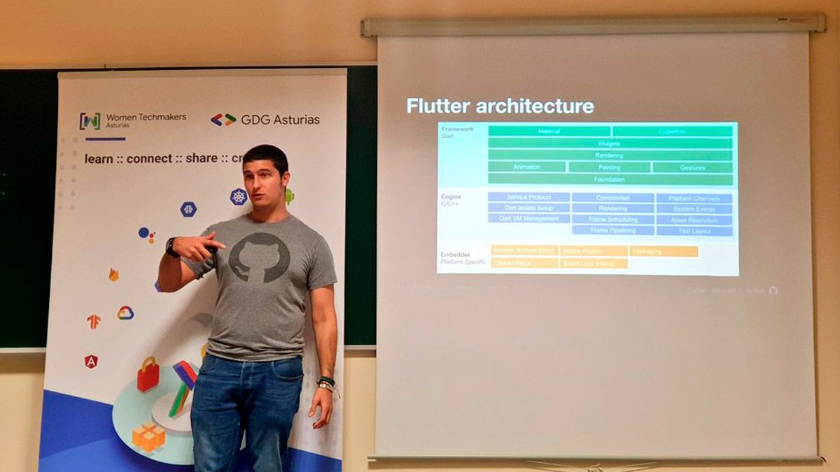 El informático Javier De Pedro en una charla anterior sobre Flutter. | L.N.C.