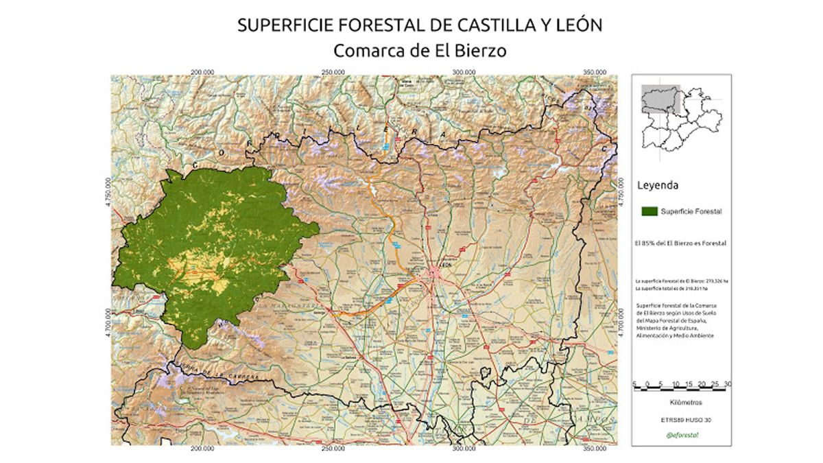 Mapa Forestal del Bierzo. Ministerio de Agricultura. Blog Eduación Forestal.