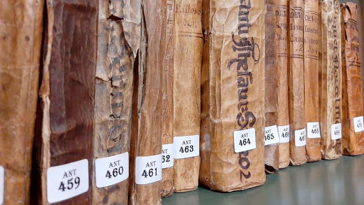 Algunos de los volúmenes más antiguos de la Biblioteca Regional de la Diputación de León. | L.N.C.