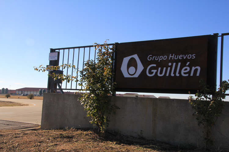 Entrada a las instalaciones de Huevos Guillén en Villabraz. | T.G.