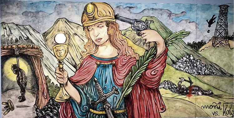 El mural de Lolo ‘ironiza’ sobre la situación de la minería según "la patrona".
