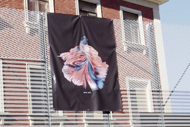 Obra de Marina Morla en la valla del Colegio Maristas. | VICENTE GARCÍA