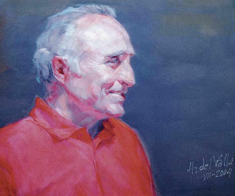 Retrato de Ángel Fierro realizado por el leonés Higinio del Valle.