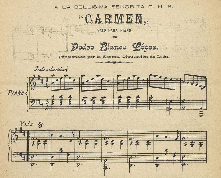 El vals para piano ‘Carmen’ del compositor leonés Pedro Blanco.