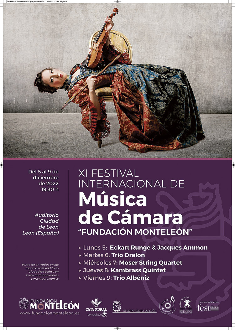 Cartel de la undécima edición del Festival Internacional de Música de Cámara 'Fundación MonteLeón'.