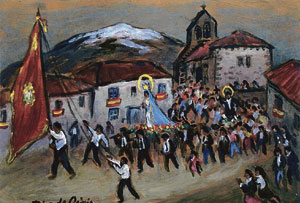 Los festejos religiosos y populares según el artista asturiano. | DÍAZ DE OROSIA