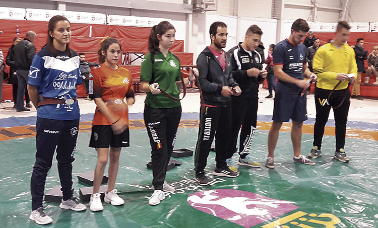 Los siete campeones provinciales 2018 con los cintos que les acreditan.