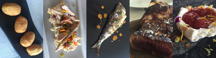 Croquetas cremosas de compango, ensaladilla con cogote de bonito, sardina a la brasa, chuleta o sopa fría de requesón, algunos de los platos imprescindibles de Castru El Gaiteru, en Celorio (Llanes). | S.M.