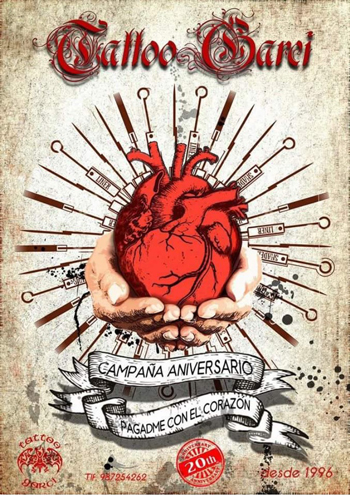 El cartel de la campaña 'Pagadme con el corazón' ha sido diseñado por el tatuador Jairo Soto.