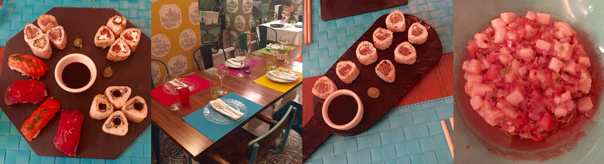 variado de sushi. El comedor. Hosomakis de atún rojo. Ceviche de pez mantequilla. | S.M.